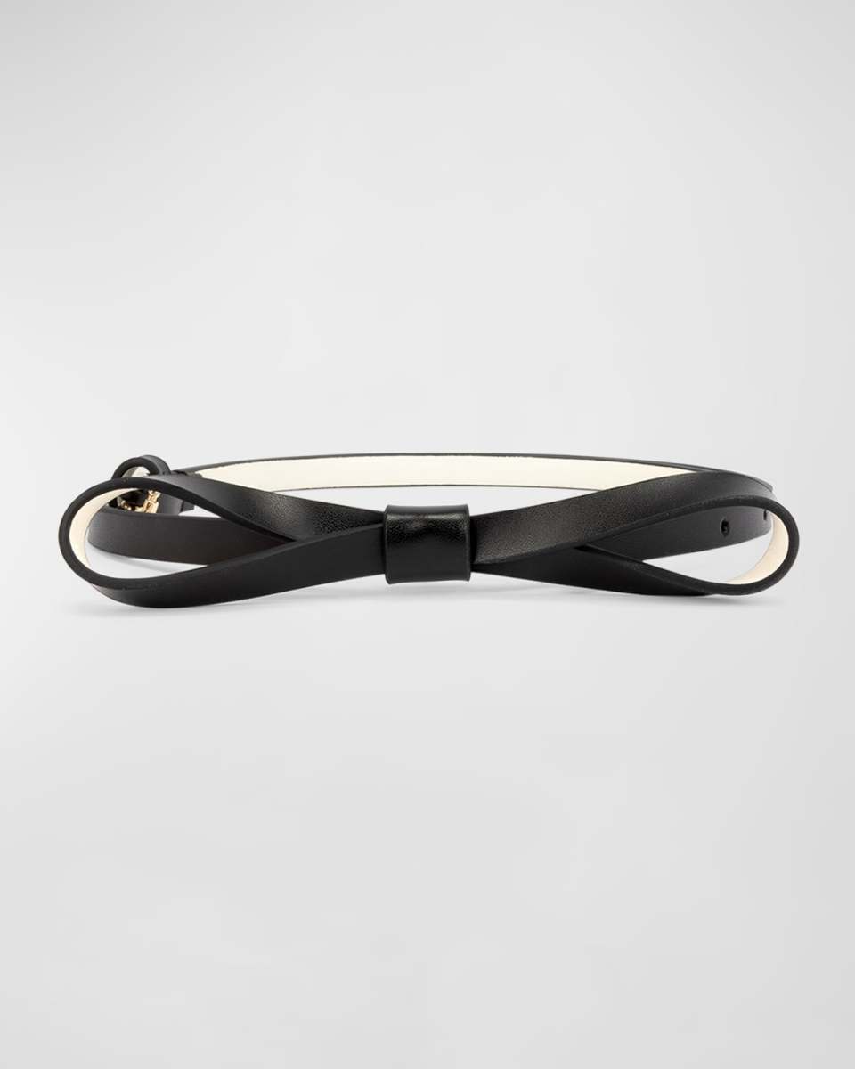 skinny leather bow belt